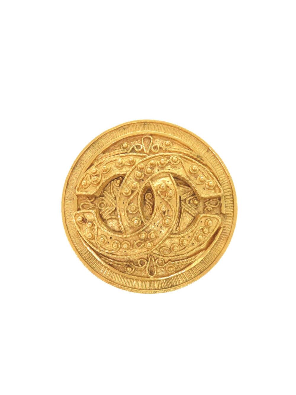 Chanel Cc Logo Brooch Gold-Tone Metal #234306C95B